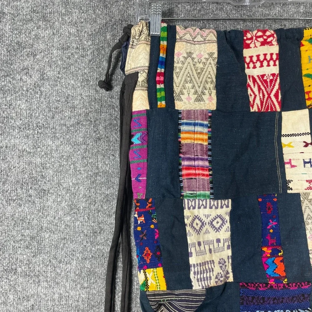 Patchwork Backpack Tote Bag‎ Colorful Hippie Hobo Boho Lined Sack Retro Cotton